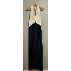 XOXO Dress Womens 2XL Black White Halter Maxi Gown Rhinestone Formal Y2K FLAW